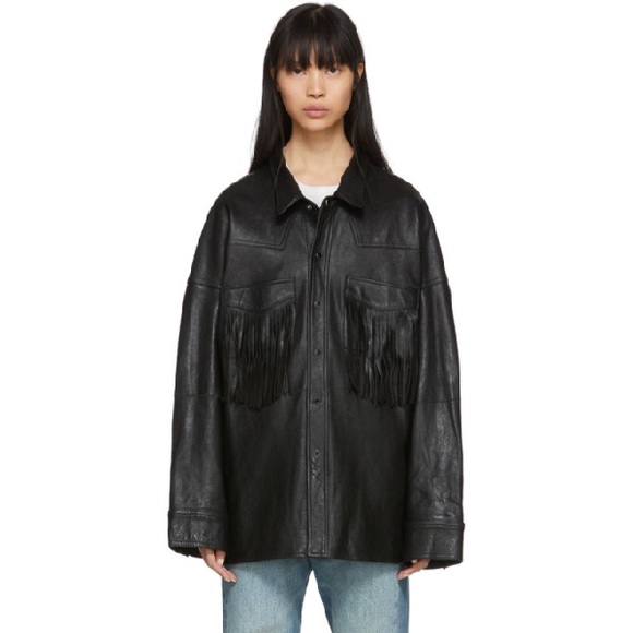 R13 Fringe Leather Shirt Jacket. - Picture 9 of 15